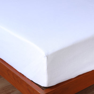 Whites of London EUROPEAN FLAX PURE LINEN FITTED SHEET– deep elasticated fit on timber bed New Zealand and Australia. European French flax linen