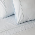 250 TC ORGANIC COTTON COLOURED EMBROIDERED SHEET SET - SKY