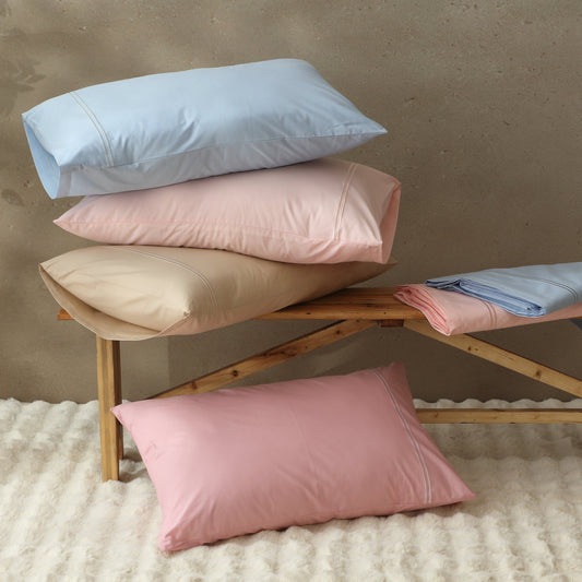 200TC ORGANIC COTTON COLOURED EMBROIDERED SHEET SET - HUMMUS