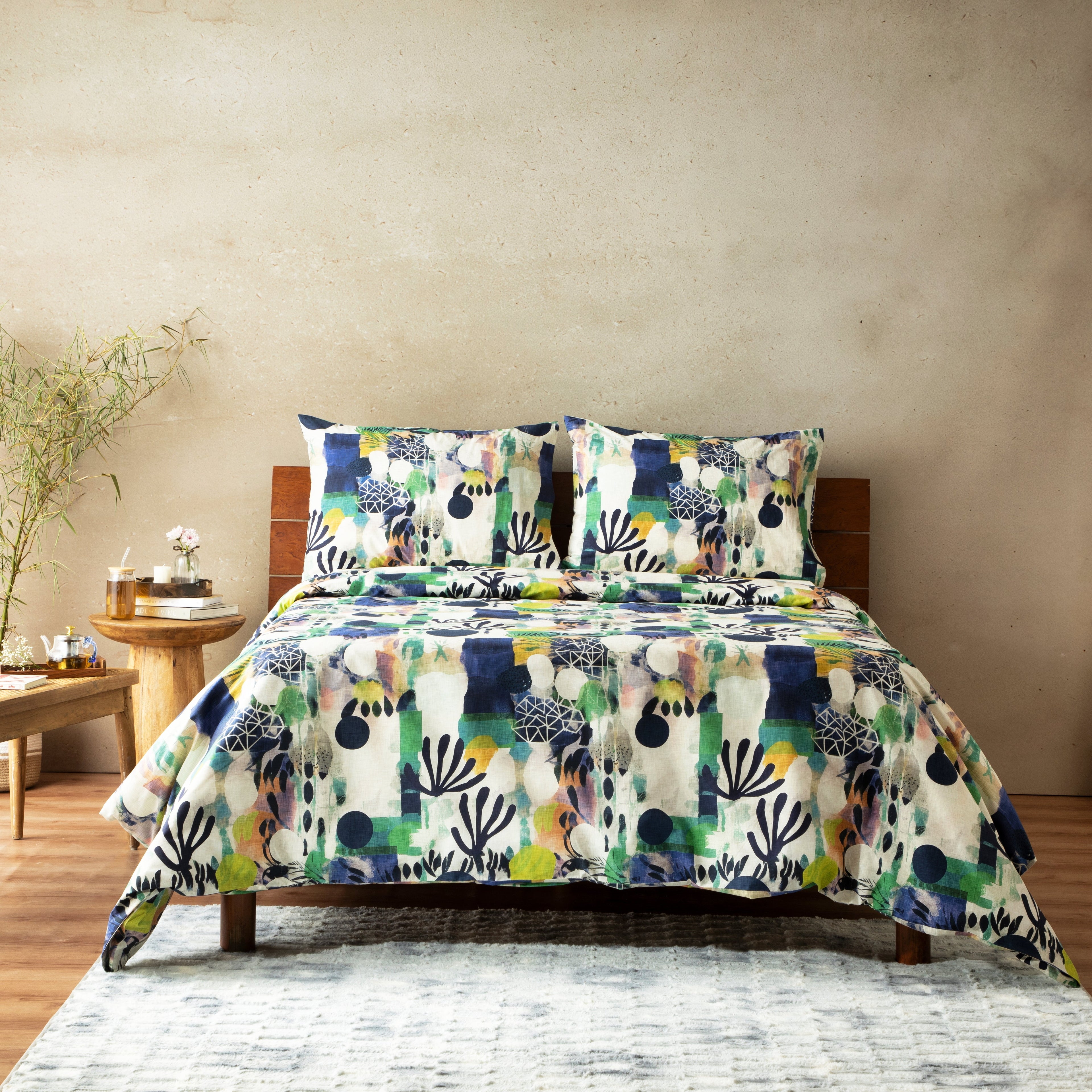 Safari — organic cotton percale printed duvet cover and pillowcases set, 200 TC