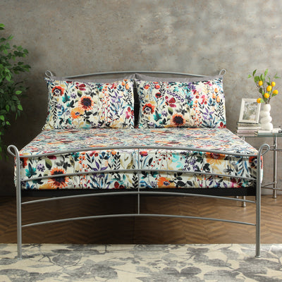 Whites of London Floral Burst 250TC  GOTS certified organic cotton percale printed sheet set bold floral printed sheet set AU