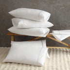 250 TC WHITE ORGANIC COTTON EMBROIDERED SHEET SET - DUSTY PINK ON WHITE