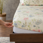 ORGANIC COTTON PRINTED FITTED SHEET SET - SUMMER FLORAL 250TC
