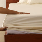 Styled Ivory Organic Cotton Fitted Sheet. Whties of London.