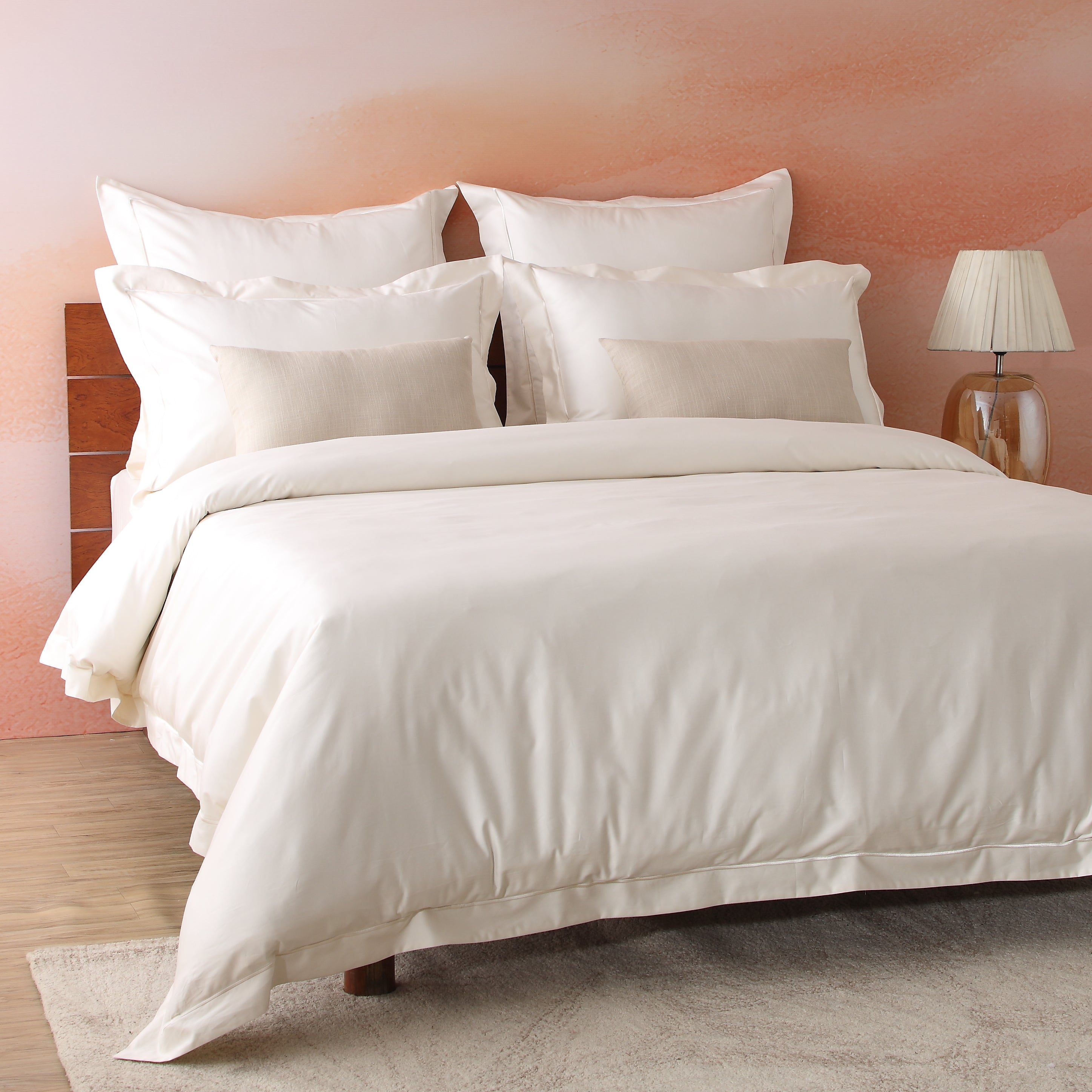 750 TC 100% ORGANIC COTTON IVORY DUVET COVER SET
