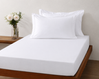 Whites of London white 750TC GOTS certified  organic cotton pillowcases pair flange border New Zealand