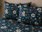 PILLOWCASE STYLED ORGANIC COTTON PRINTED FITTED SHEET SET - ADRIANA BLUE 250TC