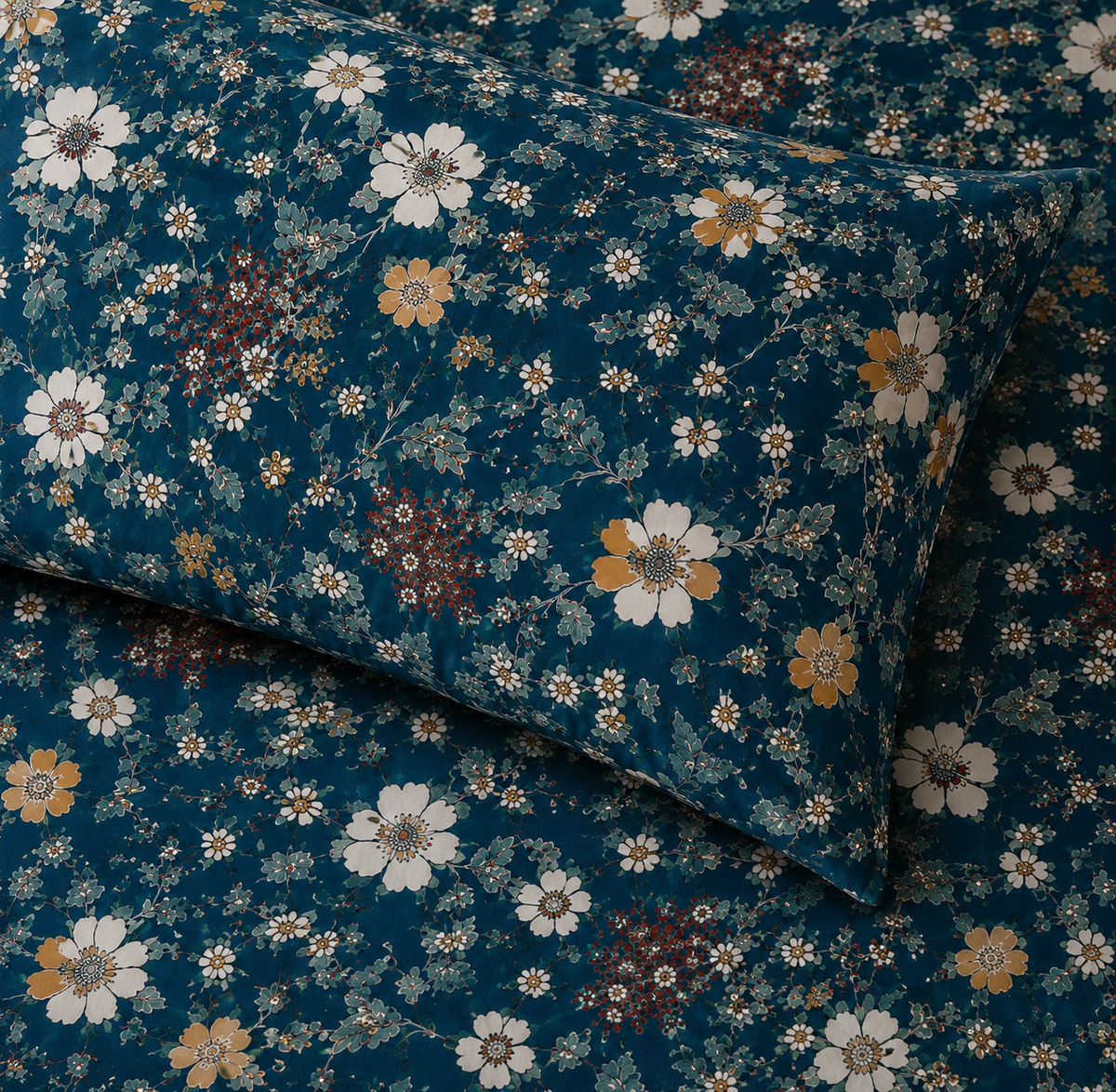 CLOSE UP ORGANIC COTTON PRINTED FITTED SHEET SET - ADRIANA BLUE 250TC