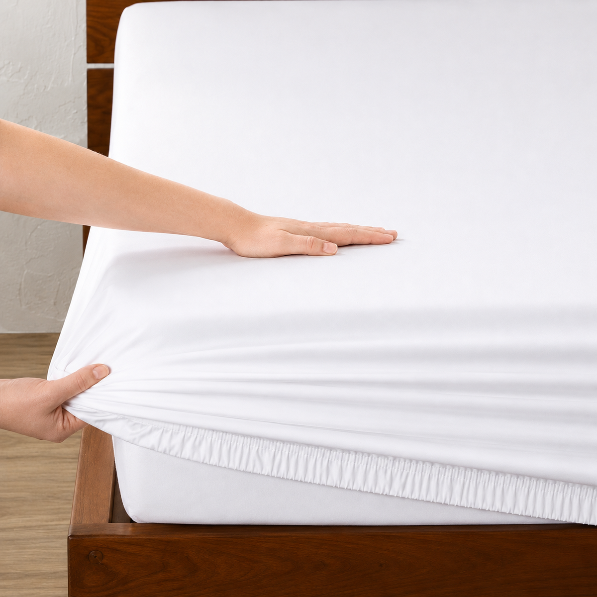 fitted sheet - BAMBOO COTTON EMBROIDERED FITTED SHEET SET - WHITE 375TC