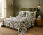 side angle of Whites of London NZ Organic Cotton Percale Printed Sheet Set Botanical Bliss 250TC 