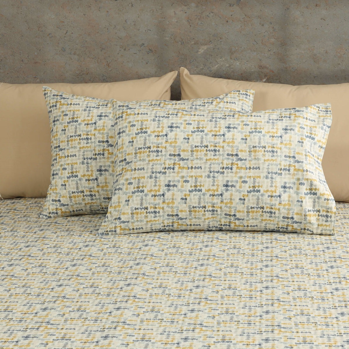 PILLOW CASE STYLED ORGANIC COTTON PRINTED FITTED SHEET SET - CONFETTI 250TC