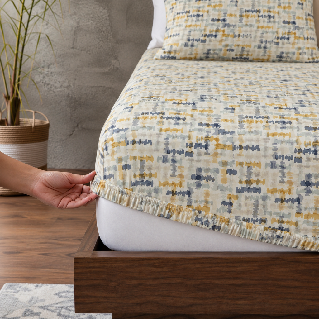 ORGANIC COTTON PERCALE PRINTED SHEET SET -  CONFETTI 250TC