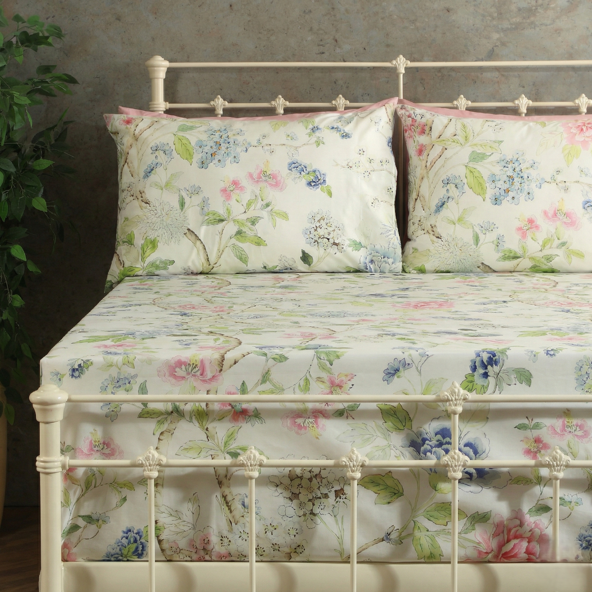 ORGANIC COTTON PRINTED FITTED SHEET SET - SUMMER FLORAL 250TC