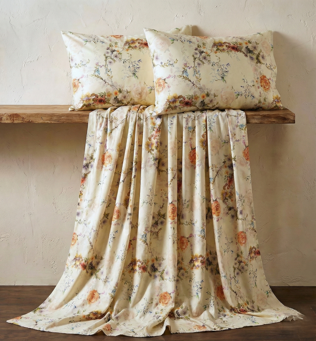 250 TC PERCALE ORGANIC PRINTED SHEET SET - EDWINA