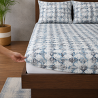 ORGANIC COTTON PRINTED FITTED SHEET SET - FLINT 250TC