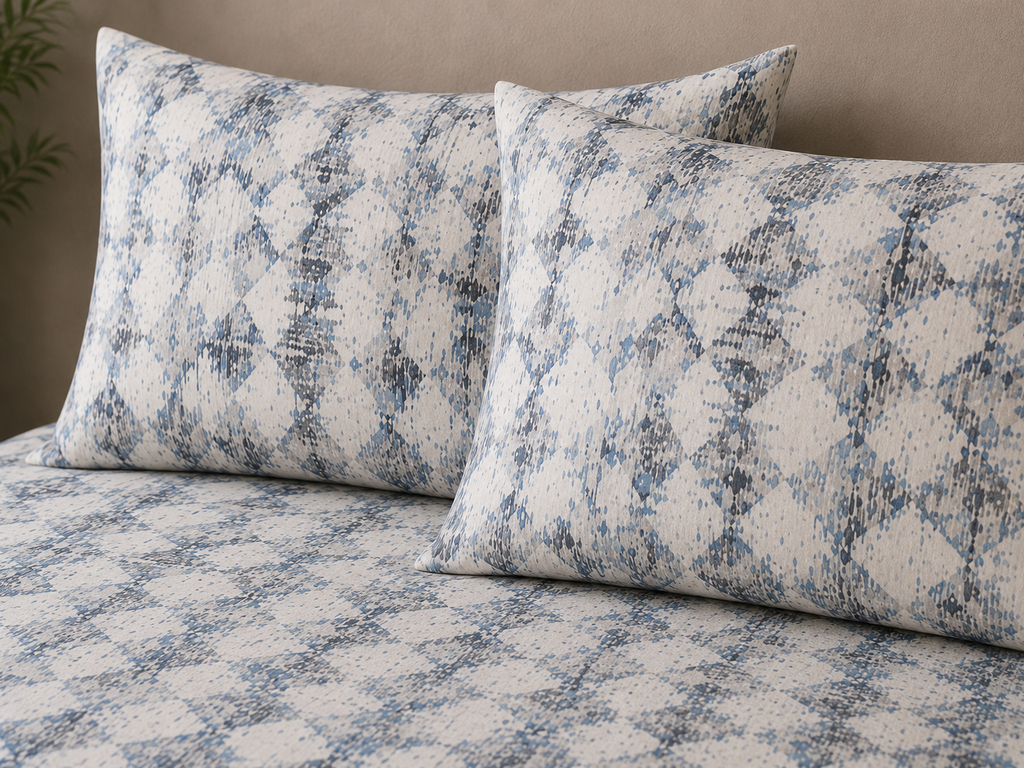 pillowcases styled ORGANIC COTTON PRINTED FITTED SHEET SET - FLINT 250TC