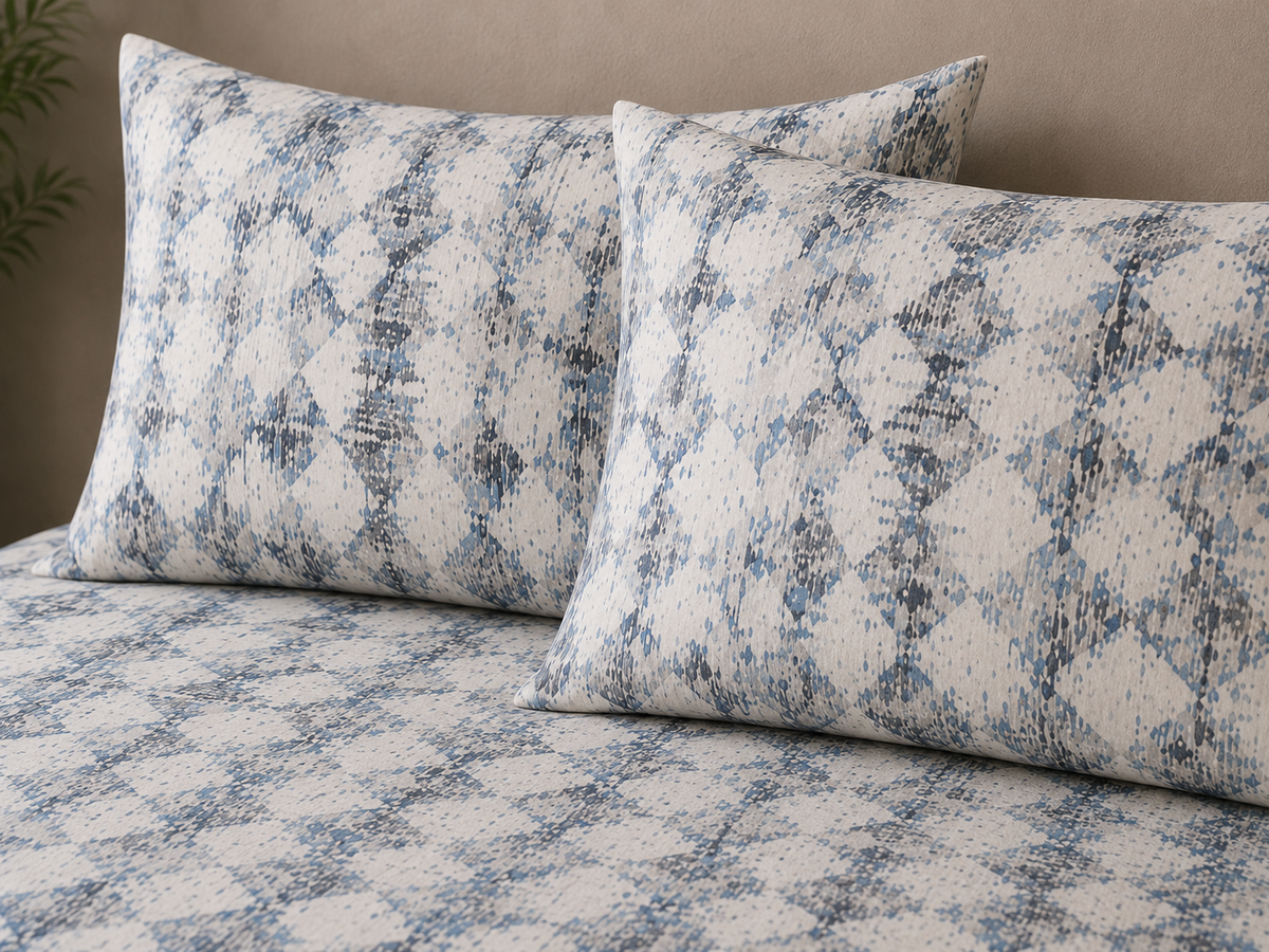 pillowcases styled ORGANIC COTTON PRINTED FITTED SHEET SET - FLINT 250TC