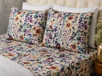 matching pillowcases of ORGANIC COTTON PRINTED FITTED SHEET SET - FLORAL BURST 250TC