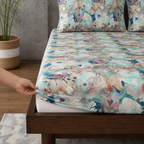 ORGANIC COTTON PRINTED FITTED SHEET SET - FLORENTINE 250TC