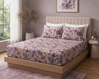 Side angle view of Whites of London NZ Flutter 250TC GOTS certified organic cotton printed fitted sheet set