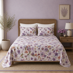 Full bed view of Whites of London NZ Organic Cotton Percale Printed Sheet Set Flutter 250TC 