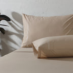 250 TC ORGANIC COTTON COLOURED EMBROIDERED SHEET SET - HUMMUS
