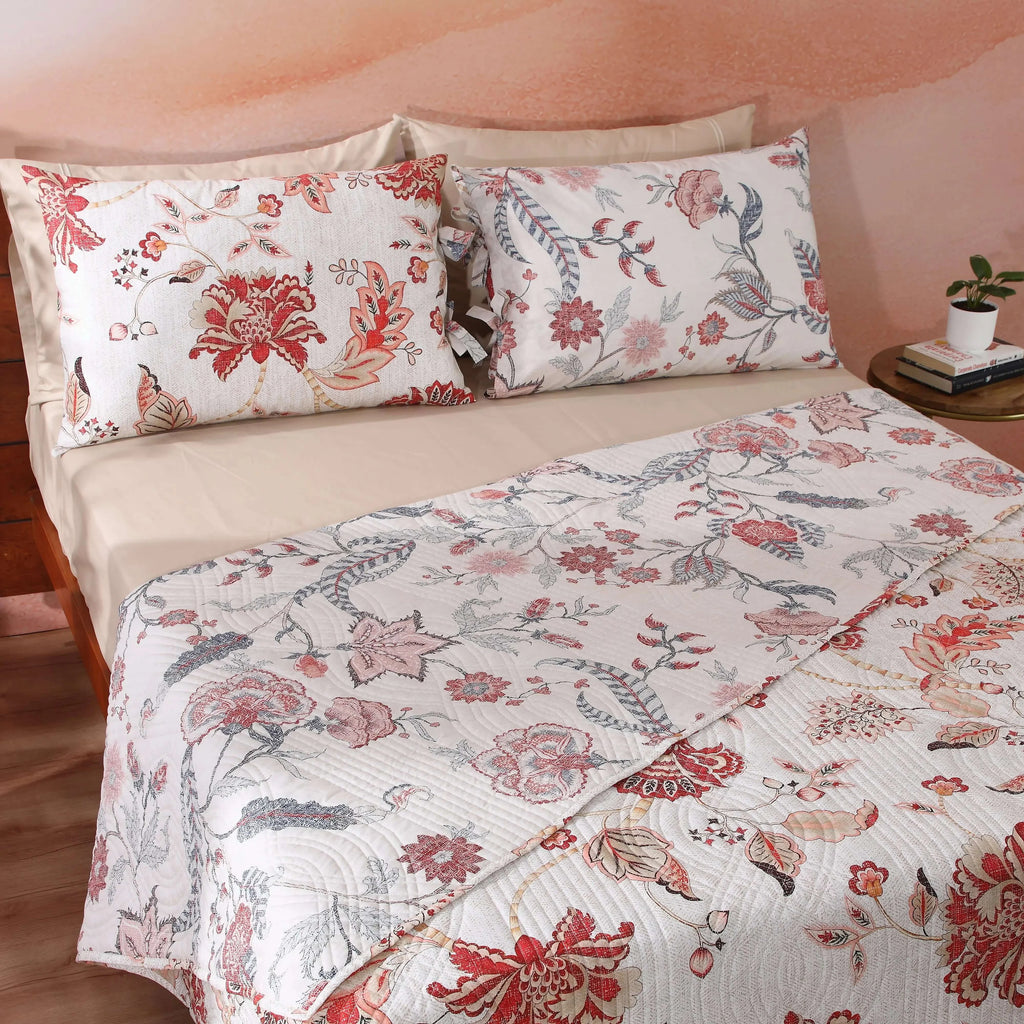 PERCALE REVERSIBLE QUILT SET - JACOBEAN SUMMER 
