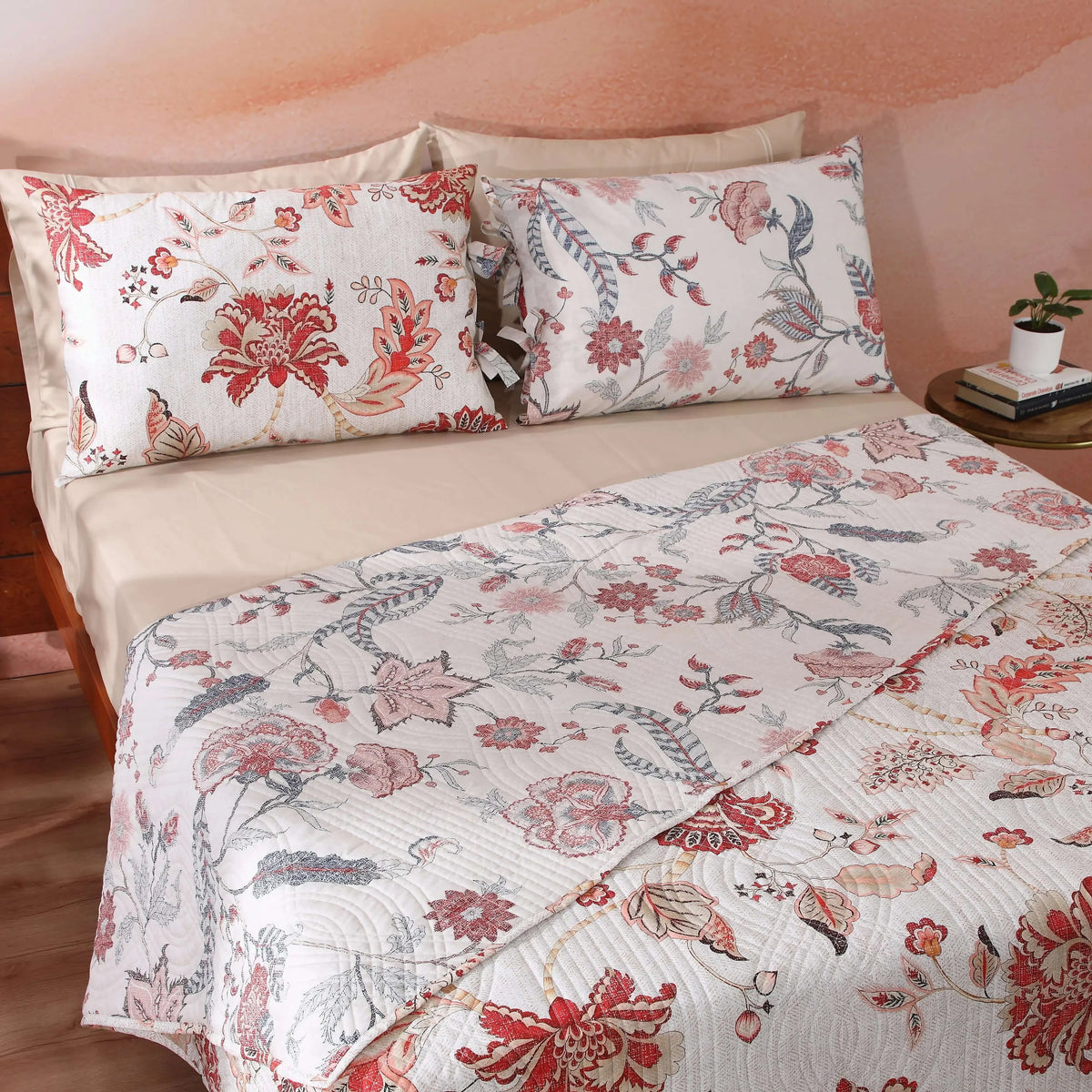 PERCALE REVERSIBLE QUILT SET - JACOBEAN SUMMER 