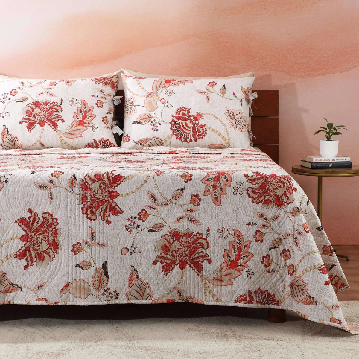 PERCALE REVERSIBLE QUILT SET - JACOBEAN SUMMER right hand view