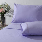 250 TC ORGANIC COLOURED EMBROIDERED SHEET SET - LAVENDER MIST