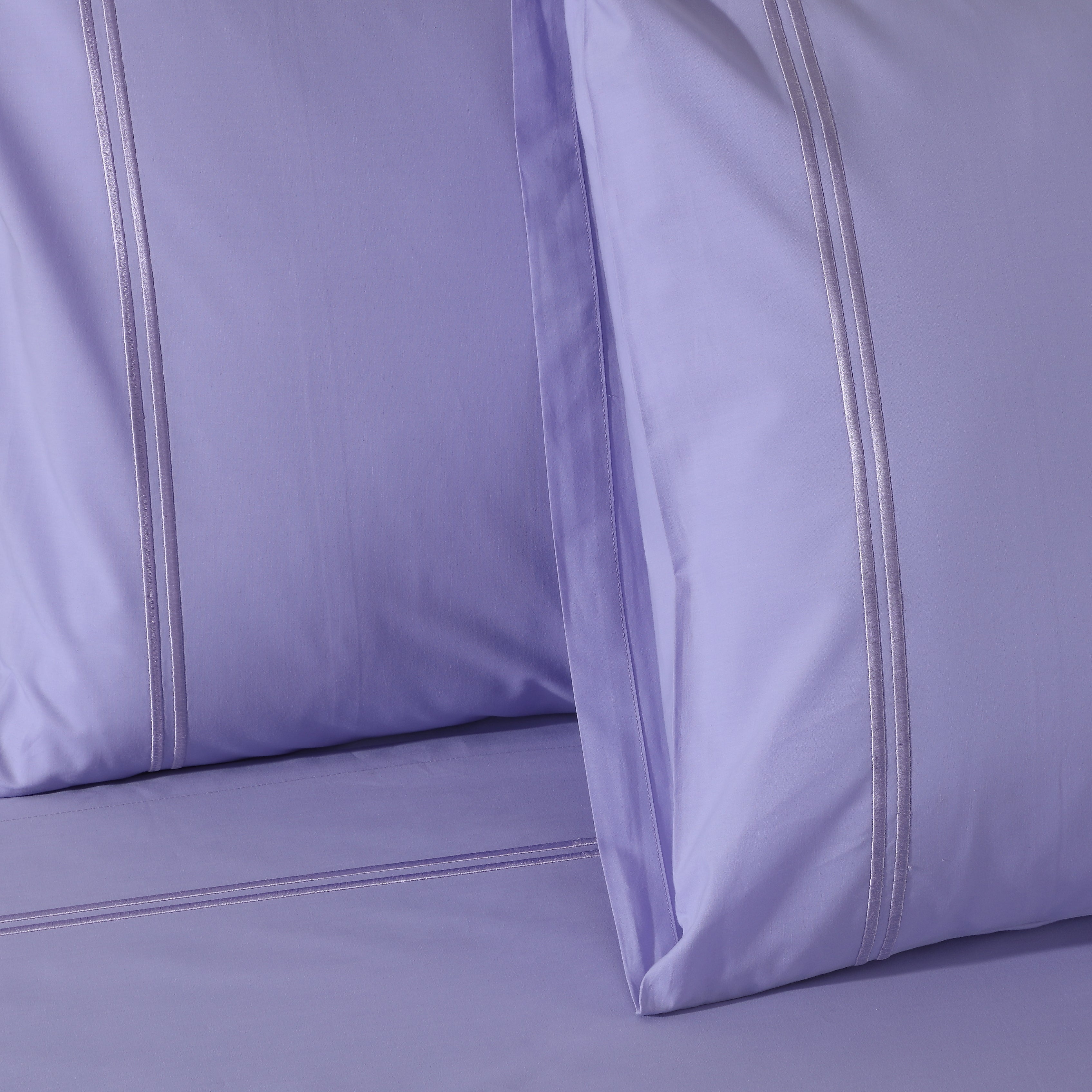 250 TC ORGANIC COLOURED EMBROIDERED SHEET SET - LAVENDER MIST