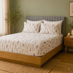 Side view Whites of London NZ Lavender Blush GOTS certified Organic Cotton Printed Fitted Sheet Set 250TC 