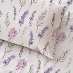 close up print Whites of London NZ Lavender Blush GOTS certified Organic Cotton percale Printed Sheet Set 250TC 