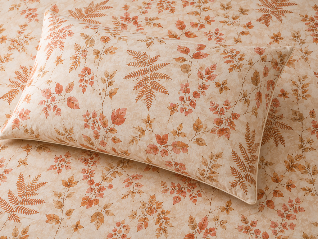 close up image of ORGANIC COTTON PRINTED FITTED SHEET SET - LIMA 250TC