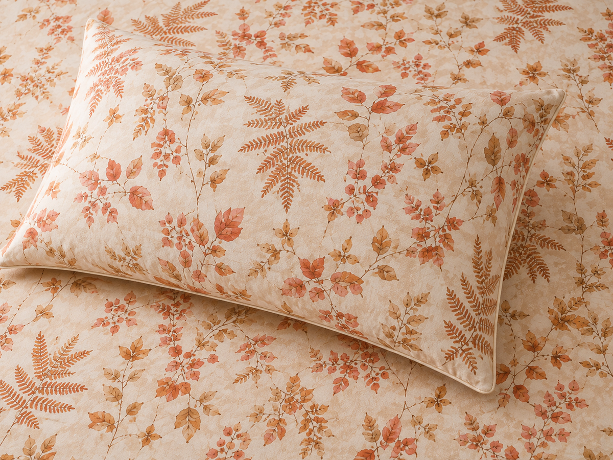 close up image of ORGANIC COTTON PRINTED FITTED SHEET SET - LIMA 250TC