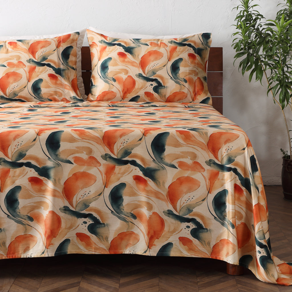 right hand view BAMBOO COTTON PRINTED SHEET SET - MIRAGE 375TC