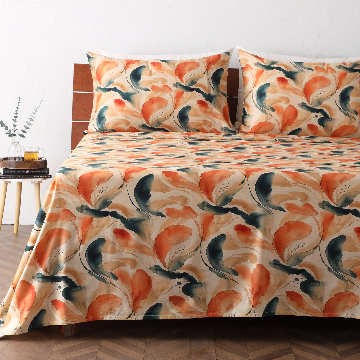 left hand view BAMBOO COTTON PRINTED SHEET SET - MIRAGE 375TC