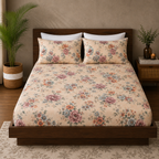 full view ORGANIC COTTON PRINTED FITTED SHEET SET -  MIA 250TC