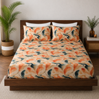 full bed view of BAMBOO COTTON PRINTED FITTED SHEET SET - MIRAGE 375TC