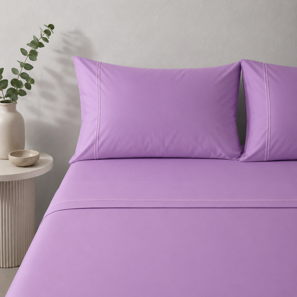 Whites of London 250TC GOTS certified Organic Cotton Coloured Sheet Set – Orchid 