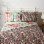Whites of London Paisley Romance Percale Reversible Quilt Set – paisley front & stripe reverse New Zealand