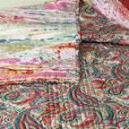 Whites of London Paisley Romance Percale Reversible Quilt set – paisley & abstract watercolour stripe detail NZ