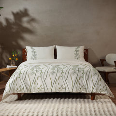 PALMA 200 TC PERCALE 100% ORGANIC COTTON EMBROIDERED DUVET COVER SET