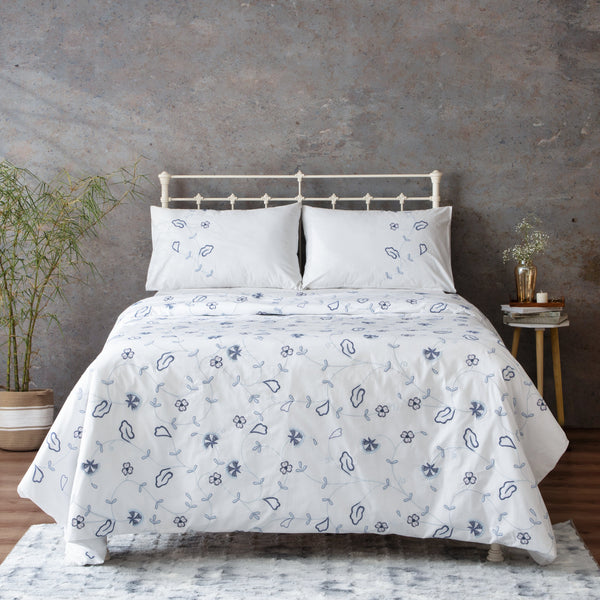 PARADISO 200 TC PERCALE 100% ORGANIC COTTON EMBROIDERED DUVET COVER SET
