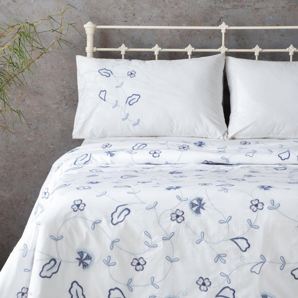 PARADISO 250 TC PERCALE 100% ORGANIC COTTON EMBROIDERED DUVET COVER SET