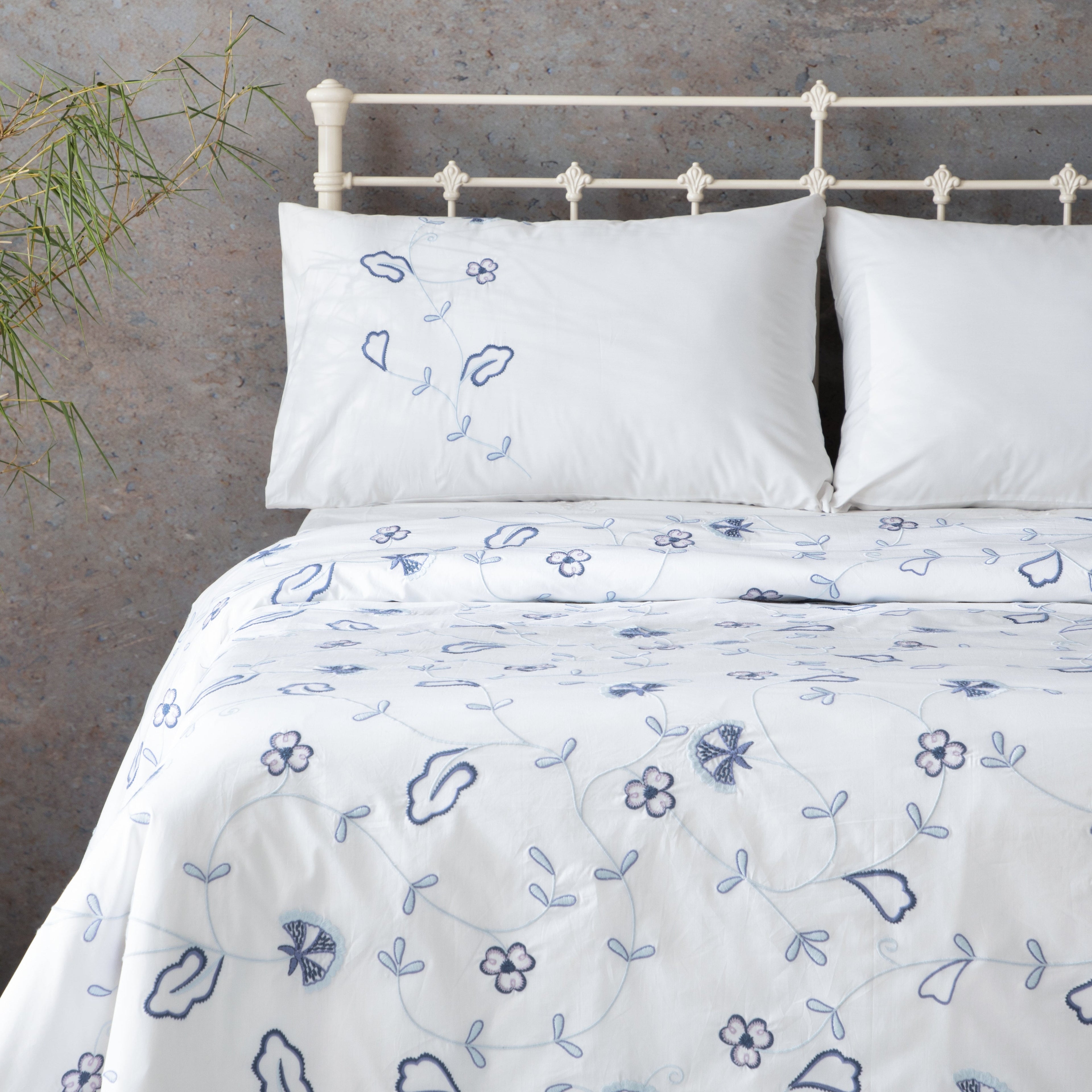 PARADISO 250 TC PERCALE 100% ORGANIC COTTON EMBROIDERED DUVET COVER SET