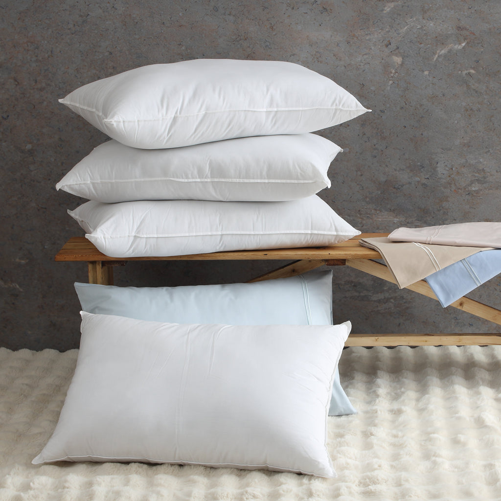 Whites of London Bamboo & Recycled Polyester Pillow Filler 50x75 stacked lifestyle New Zealand