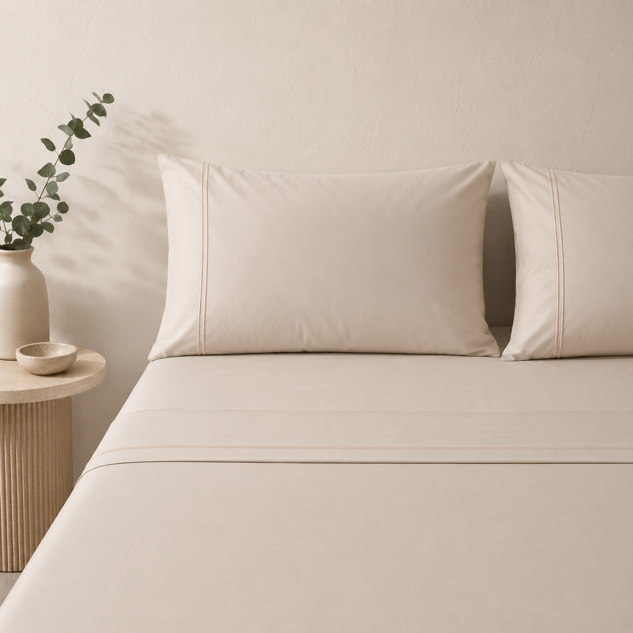 Whites of London 250TC GOTS certified Organic Cotton Coloured Sheet Set Peach Fuzz angle shot