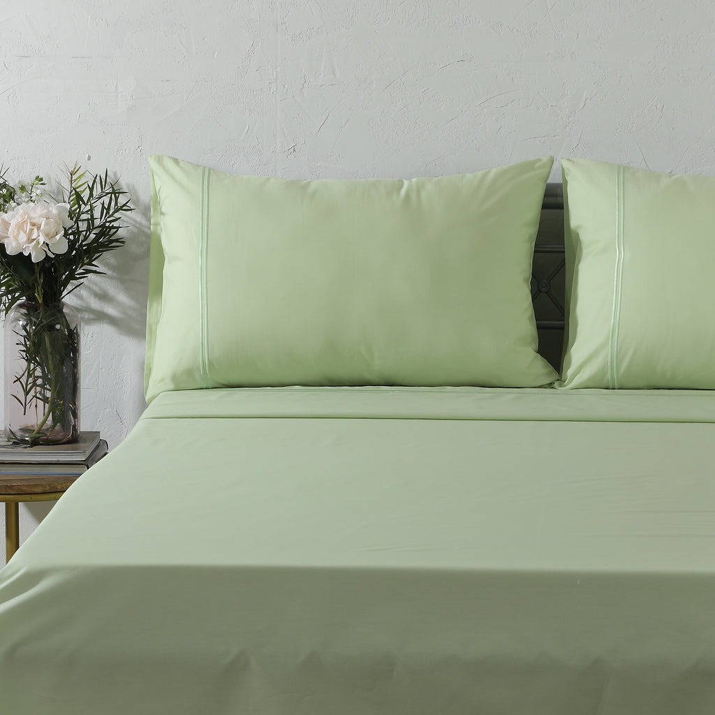 250 TC ORGANIC COTTON COLOURED EMBROIDERED SHEET SET - REEF