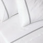 200TC WHITE ORGANIC COTTON EMBROIDERED SHEET SET - GREYSTONE ON WHITE